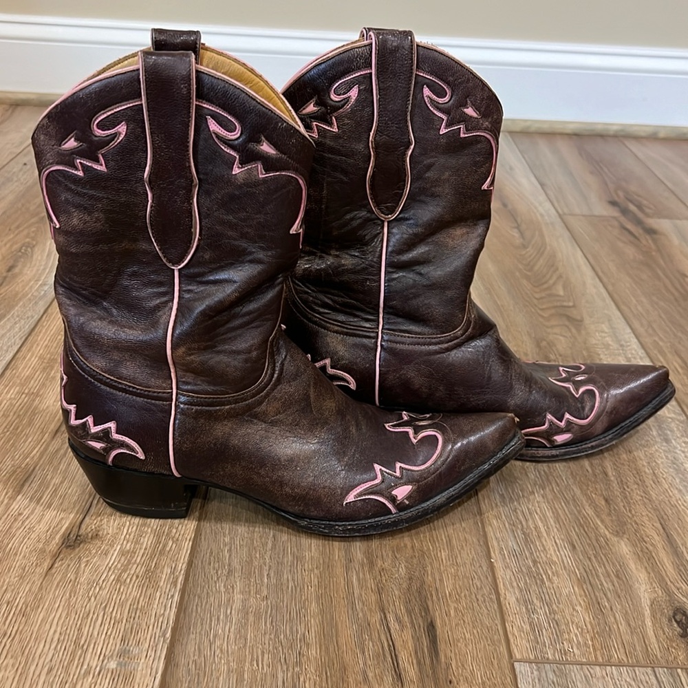 Old Gringo Villa Chocolate and Pink Vintage Boots Size 10